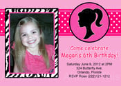 Image of Barbie Zebra Print Birthday Invitation - Printable Invite