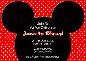 Image of Mickey Mouse Birthday Invitation - Printable Invite