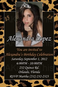 Image of Leopard Print Photo Birthday Invitation - Printable Card