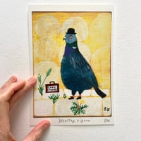 Image 3 of Art print -Wealthy pigeon (available in A5 or A4 size) 