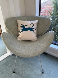 Image 3 of Whippet Cushion Cover - Teal running whippet &