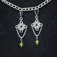 Chainmail diamonds with hanging box chain green star charm