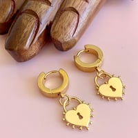 Image 1 of Lock Spot Huggie Hoops - Gold