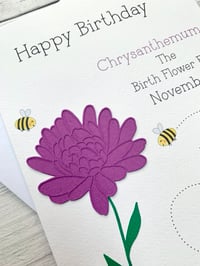 Image 3 of Handmade November Chrysanthemum Birth Flower Card - Elegant Birthday Card for November Birthdays
