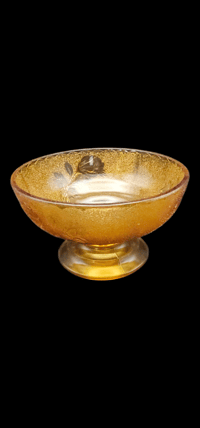 Image 4 of Amber Pedestal Dish with Rose design