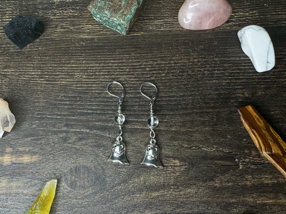 Image of "Spiritual Clarity" Ghost Earrings w/ Clear Quartz