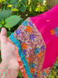 Image 10 of Sienna Glitter wrap dress - Pink and green