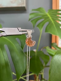 Image 2 of Silver Dainty Carnelian Moon Crystal Necklace