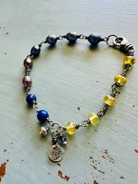 Image 7 of peacock pearl lapis and yellow garnet bracelet