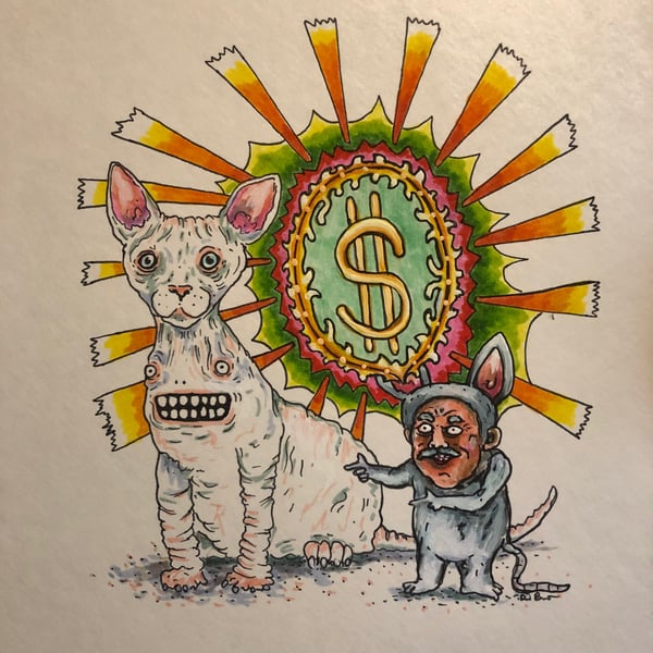 Image of How Much Would You Pay For A Pur? 10x10  original ink and acrylic on paper