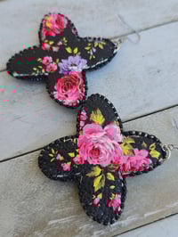 Image 3 of Black Flower Abalone earrings 