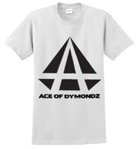 Image 1 of ACE OF DYMONDZ T-SHIRT - WHITE WITH BLACK LOGO