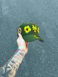 Image 1 of GREY BRIM OLIVE TRI TONE NEW YORK METS CUSTOM FITTED CAP
