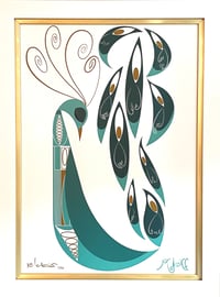 Peacock by Mcbiff. Limited Edition Giclee Framed print on canvas. 18"x24" 