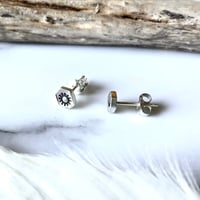 Image 3 of Handmade Sterling Silver Tiny Sun & Crescent Moon Stud Earrings