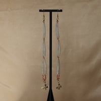 Image 1 of 3 tier Dentalium dangles (pink/gold)