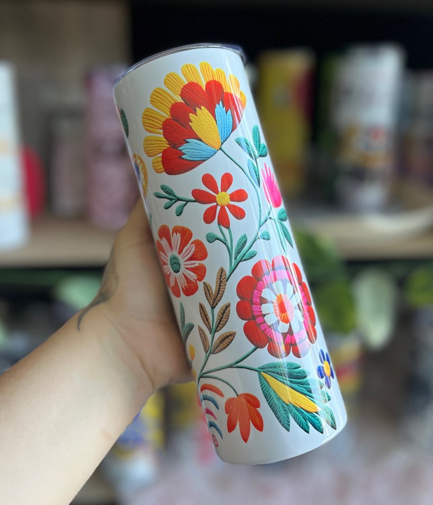 Image of Embroidered Flowers 20oz Tumbler