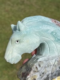 Image 3 of Blue Aragonite - Horse Carving #2981