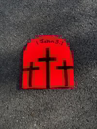 Image 2 of “I AM GOD’S CHILD” Satin Lined Red Beanie