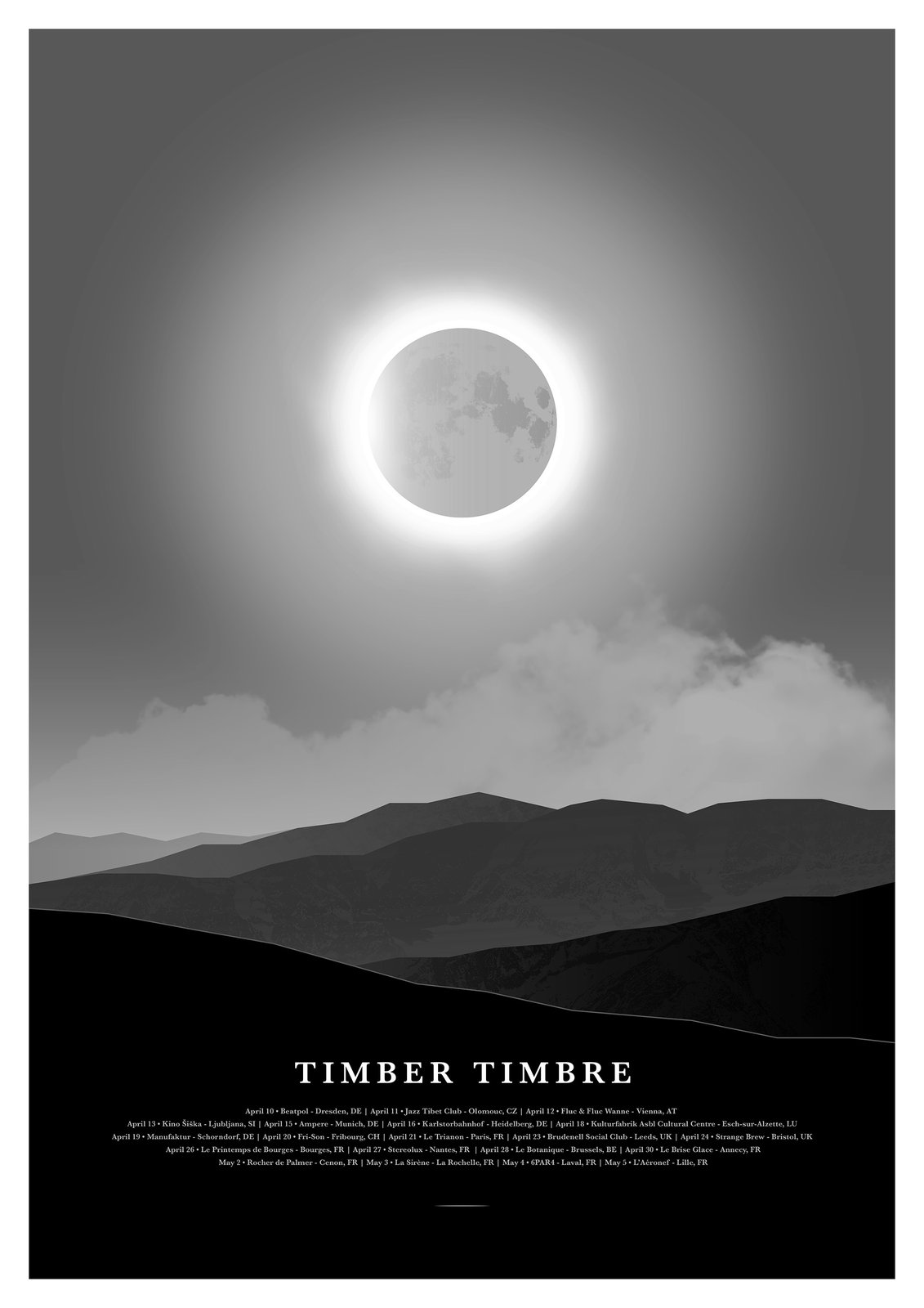 Simon Marchner — Timber Timbre European Tour 2024 Screenprint