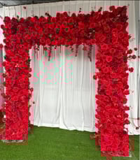 Square  flower backdrop  Red  For rent only. 