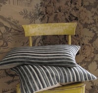 Image 3 of MARINE/GREY. PRINTED STRIPE VELVET OR LINEN with natural linen back or double sided print