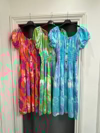 Image 3 of Vibrant Colour Mix Bardot Midi Dress