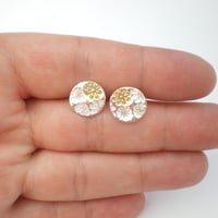 Image 3 of Silver and Gold Flower Stud Earrings