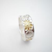 Image 1 of Silver and Gold Flower Ring