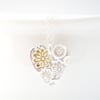 Silver and Gold Flower Heart Pendant