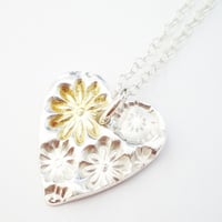 Image 2 of Silver and Gold Flower Heart Pendant