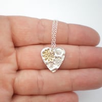 Image 3 of Silver and Gold Flower Heart Pendant