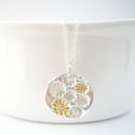 Silver and Gold Flower Round Pendant