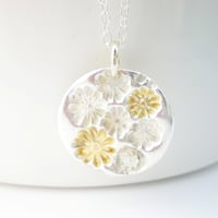 Image 3 of Silver and Gold Flower Round Pendant