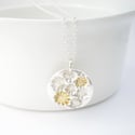 Silver and Gold Flower Round Pendant