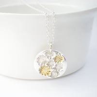Image 4 of Silver and Gold Flower Round Pendant