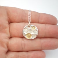 Image 5 of Silver and Gold Flower Round Pendant