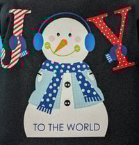 Image 3 of Joy Snowman and Stitch Christmas Apron (black)