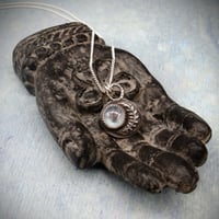 Image 4 of Maiden Moon Pendants - Handmade Sterling Silver Moon Pendants Set With Rainbow Moonstone