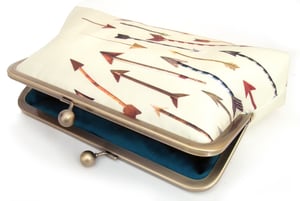 Image of Yellow arrows, printed silk clutch bag