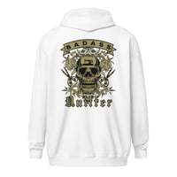 Image 1 of Sewing Skull (back imprint) distressed Unisex heavy blend zip hoodie