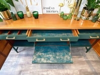 Image 3 of Mid century modern vintage Nathan Squares SIDEBOARD / TV CABINET / DRINKS CABINET painted in green