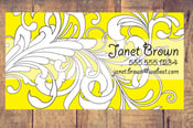 Image of DIY Printable yellow/grey flourish Business Card Design