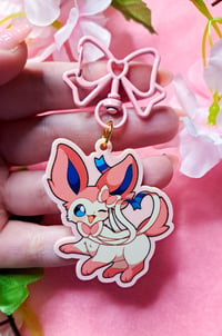 Image 1 of Cute Bow Fox Acrylic Keychains