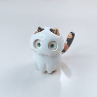 Image 4 of Calico Cat With Skull Mask Ceramic Figurine