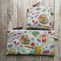 Image 1 of “Happy School Supplies” Small OR Mini Quilted Zipper Bag