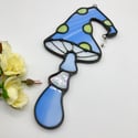 Blue & Green Pixie Mushroom Suncatcher