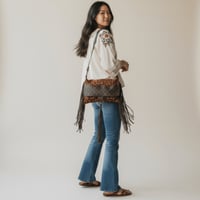 Image 1 of Genuine Leather custom leopard Hyde and LV boho bag 