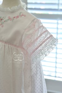 Image 3 of Size 4 Pink Swiss Dot & Hand Embroidered Dress