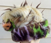 Beige with Brown Spike & Green/Purple Leopard Santa Hat